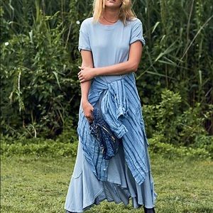 Free People FP Beach Havana Tee Ivory Maxi Dress Size S